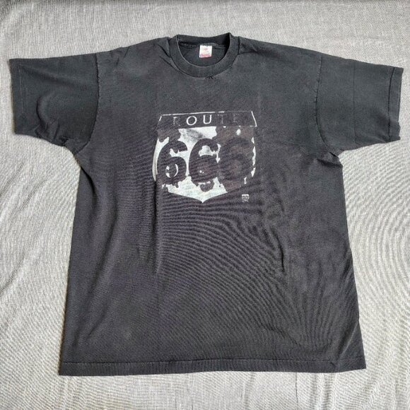 VINTAGE 1993 FTW USA Route 666 T-Shirt Black Single Stitch Biker